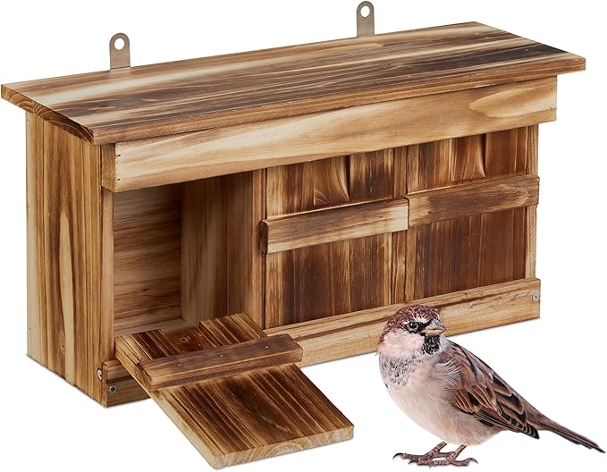 Relaxdays nichoir moineaux 3 chambres