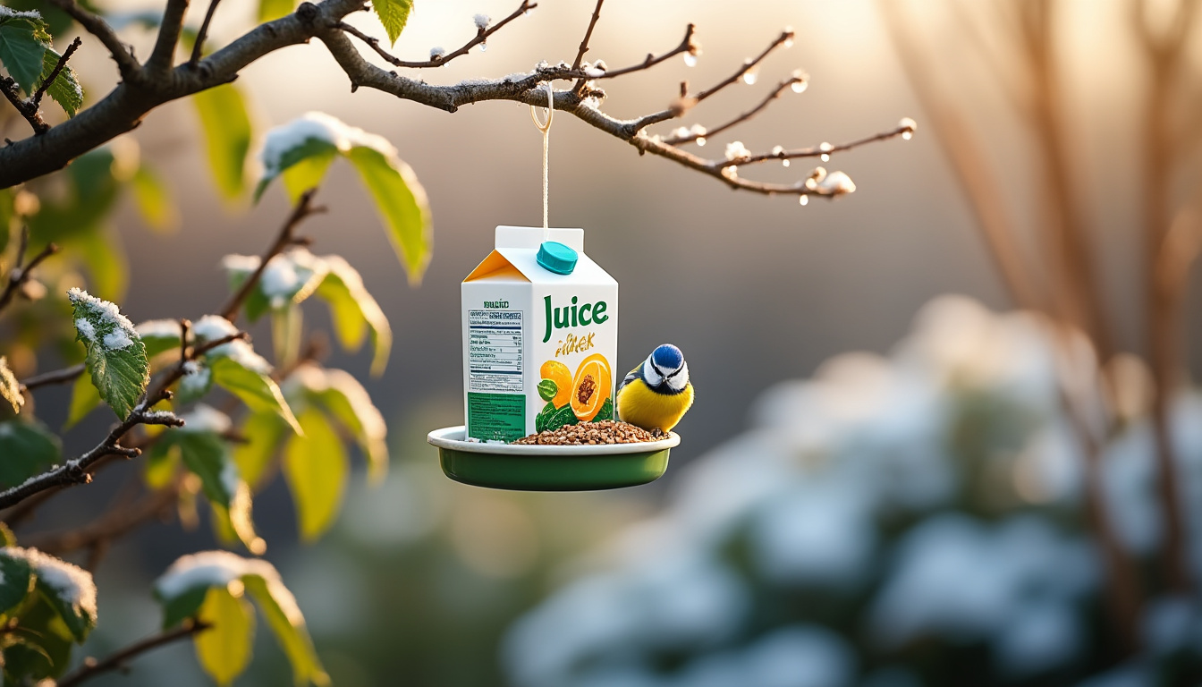 découvrez comment recycler une brique de jus de fruit pour fabriquer facilement une mangeoire à oiseaux originale et écologique. suivez nos étapes simples pour attirer les oiseaux dans votre jardin !